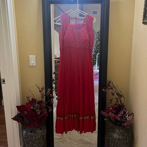 Red and gold Churidhar